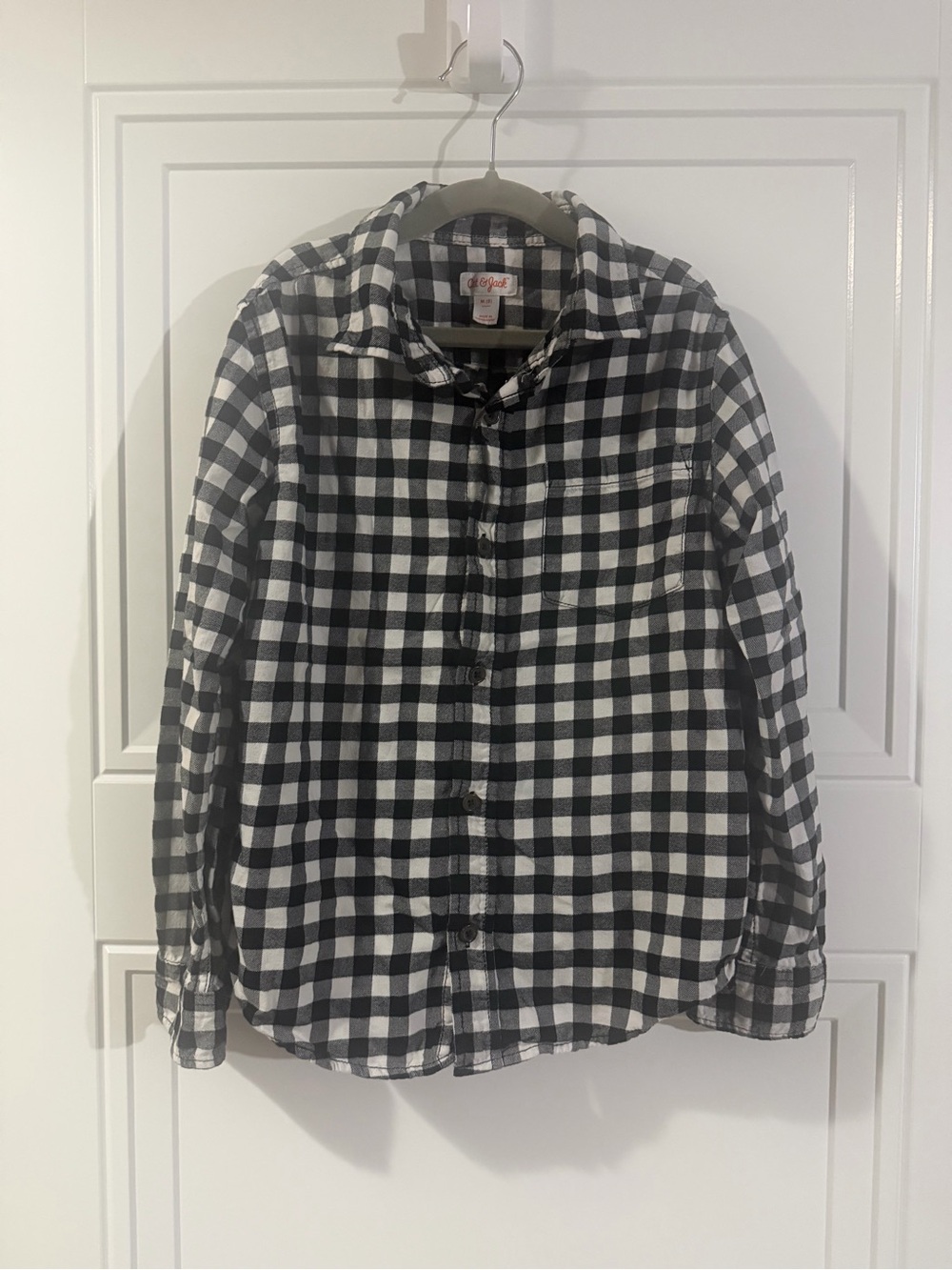 Cat & Jack Black & White Gingham Button-Down Shirt